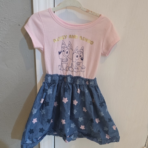 Pink and Blue Kids Casual Dress - Picture 1 of 4